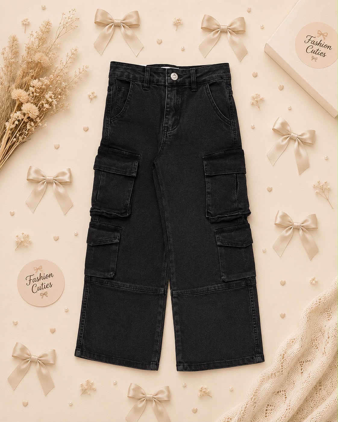 Cargo jeans met wijde pijpen voor meisjes