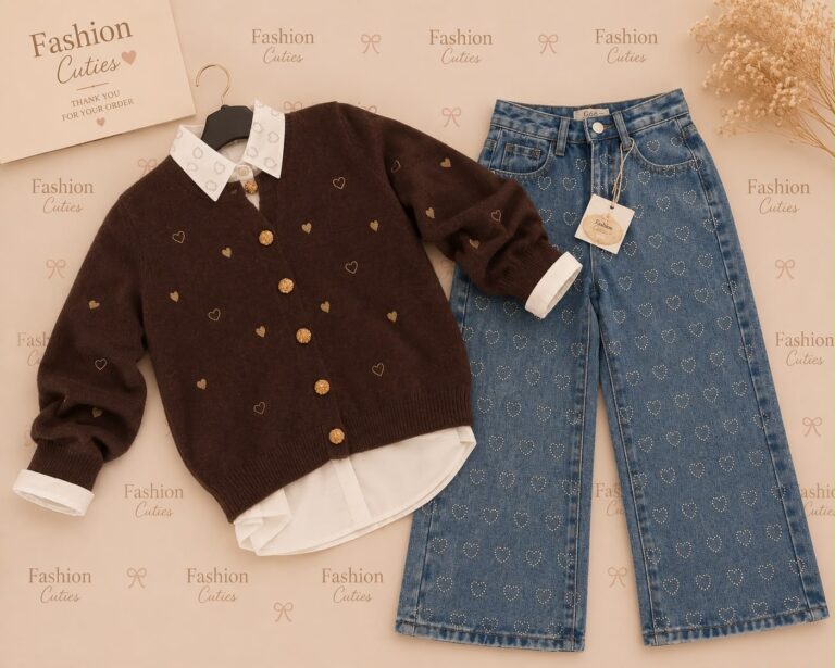 Gave hartjes set met bruin vestje