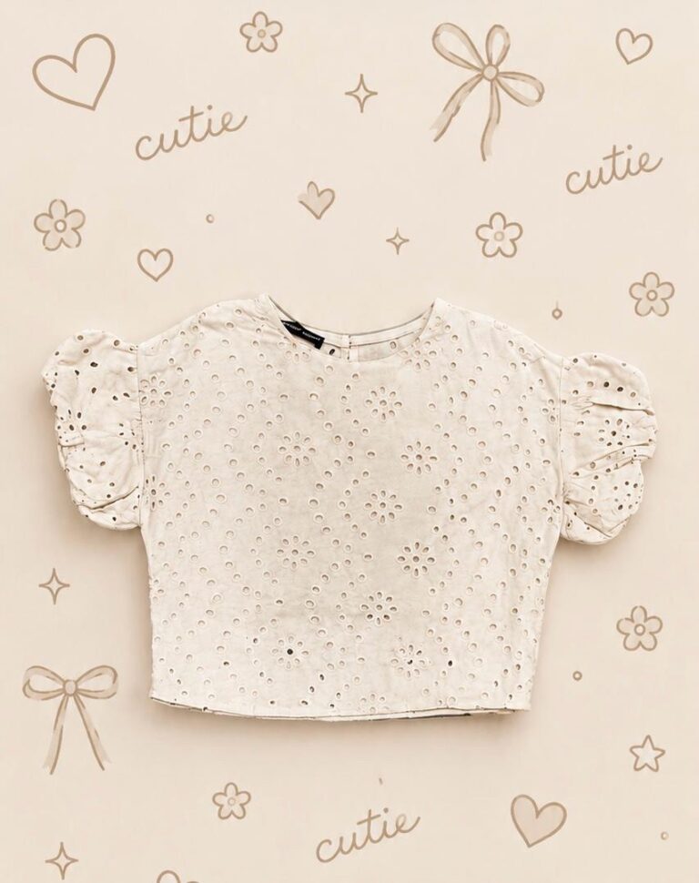 Blouse met ballonmouwen voor meisjes in Engels borduurwer