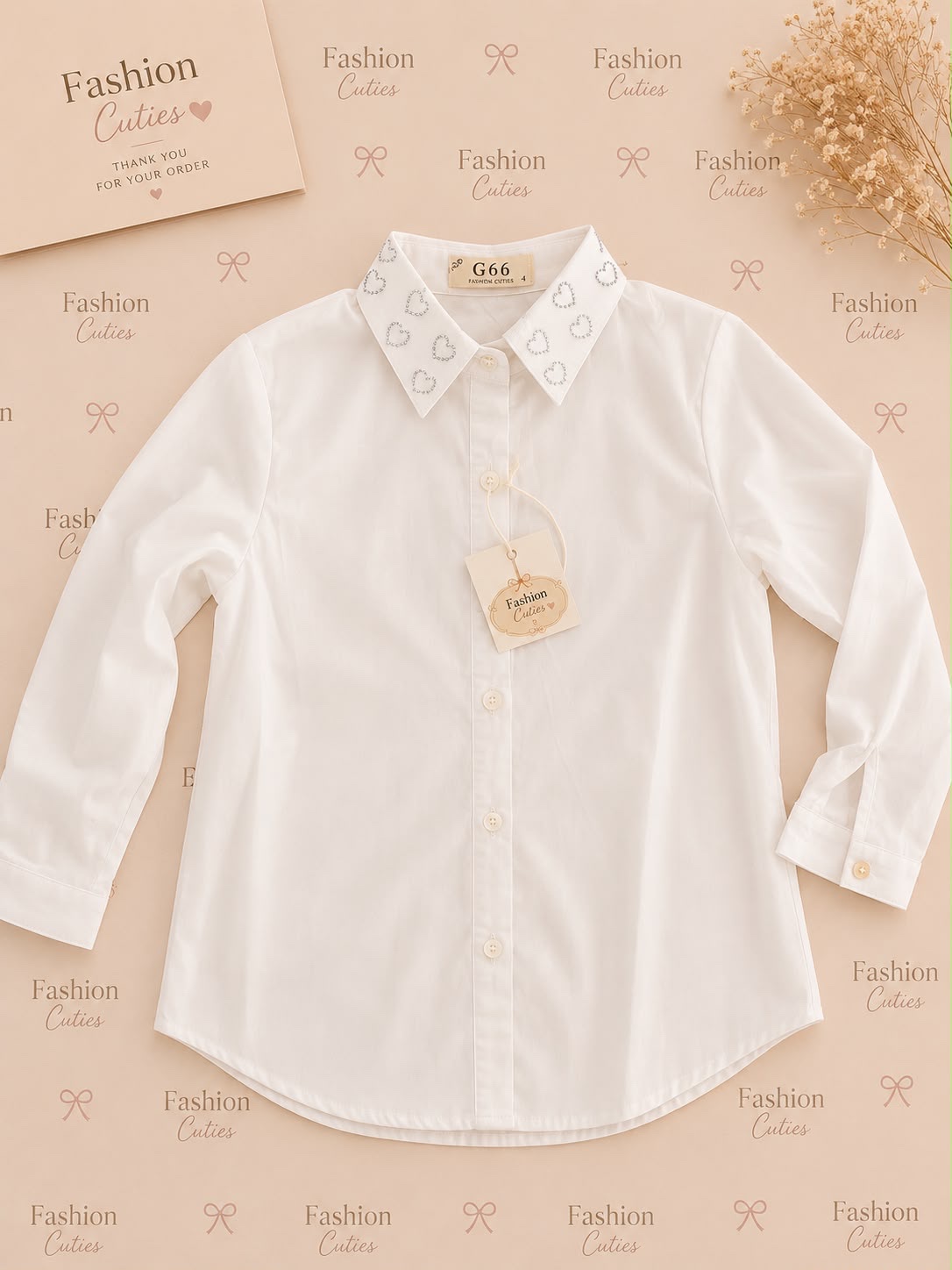 Blouse met stras hartjes