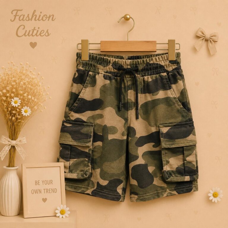 cargoshorts voor jongens met camouflagepatroon katoen