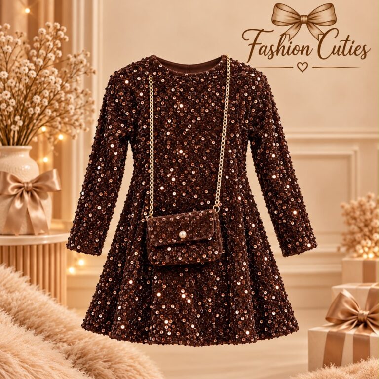 Choco dress pailletten met tasje