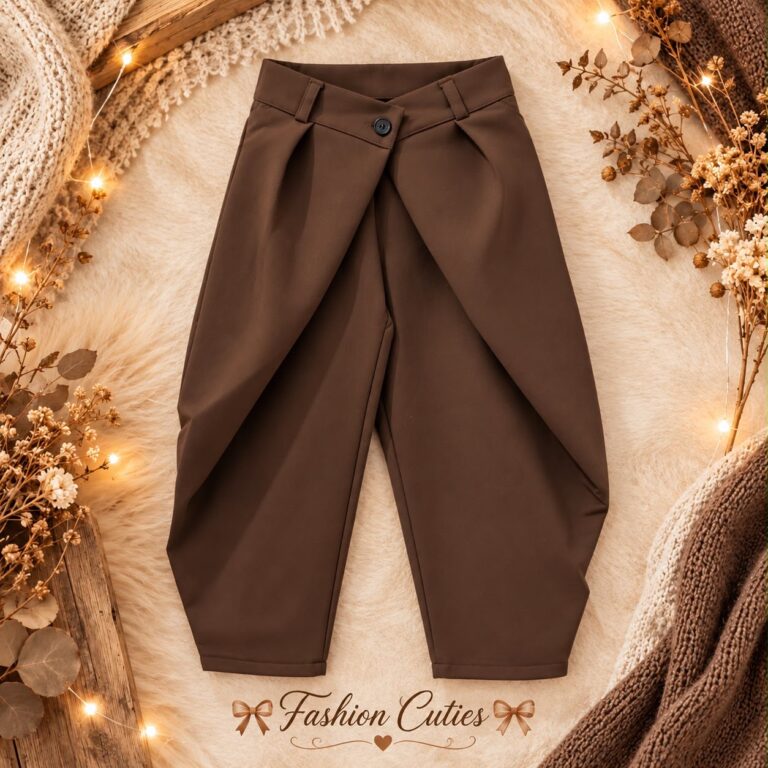 Bruine pantalon met overslag balloon model