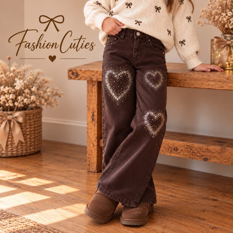 Choco wideleg met strass hartjes